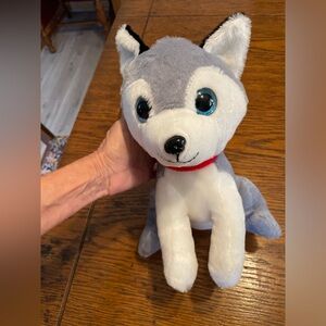 Mi Cuddly Husky Plush Toy - Blue Eyes, Gray and White Fur